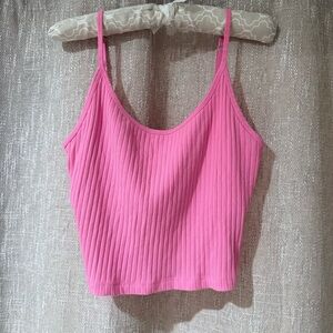 Old Navy Pink Ribbed Crop Top w/ Built-In Bra – Size Large